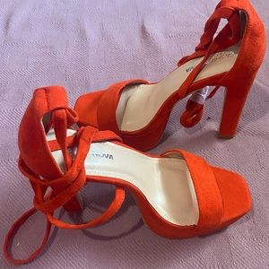 Red Suede Fashion Nova Heels